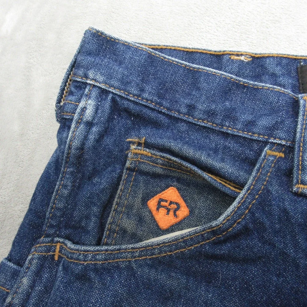 Wrangler FR Jeans Mens 32x37 Dark Wash Denim Flame Resistant Relaxed Fit Bootcut